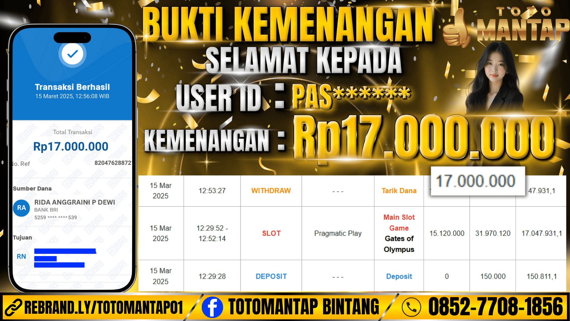 TOTOMANTAP JACKPOT SLOT Gates of Olympus Rp.17,000,000,-