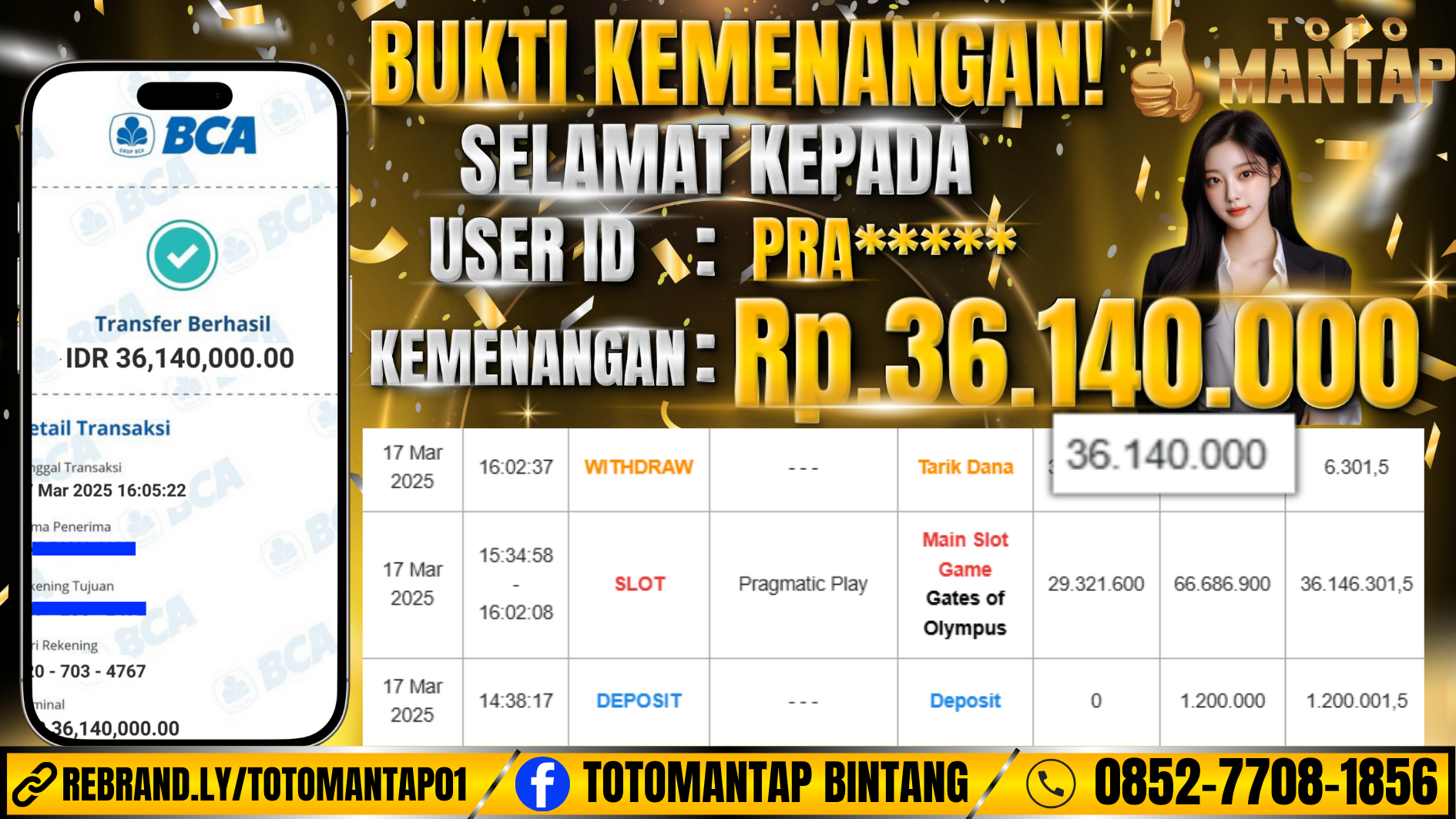 TOTOMANTAP JACKPOT SLOT Gates of Olympus Rp.36,140,000,-