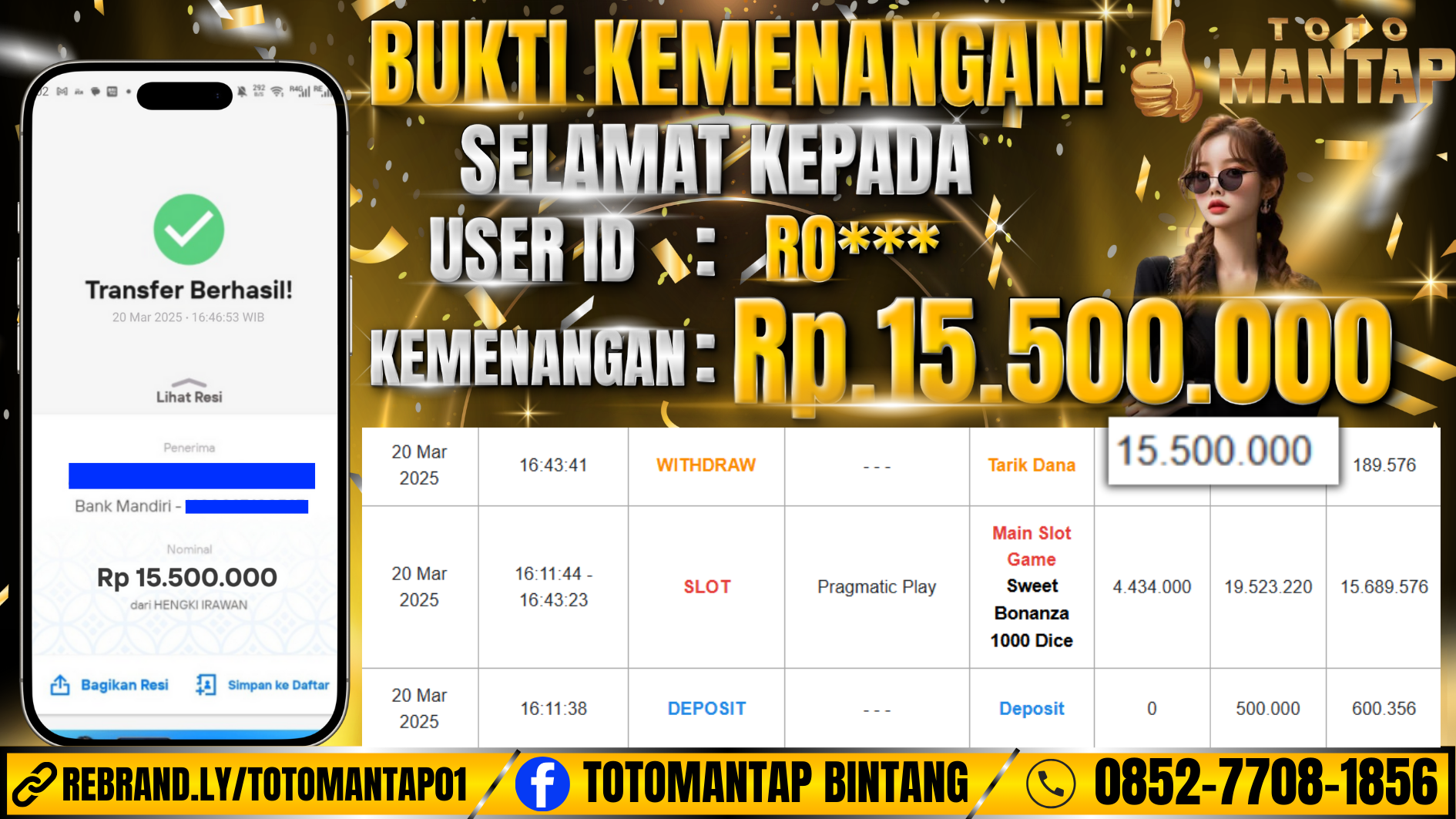 TOTOMANTAP JACKPOT SLOT Sweet Bonanza 1000 Dice Rp.15,500,000,-