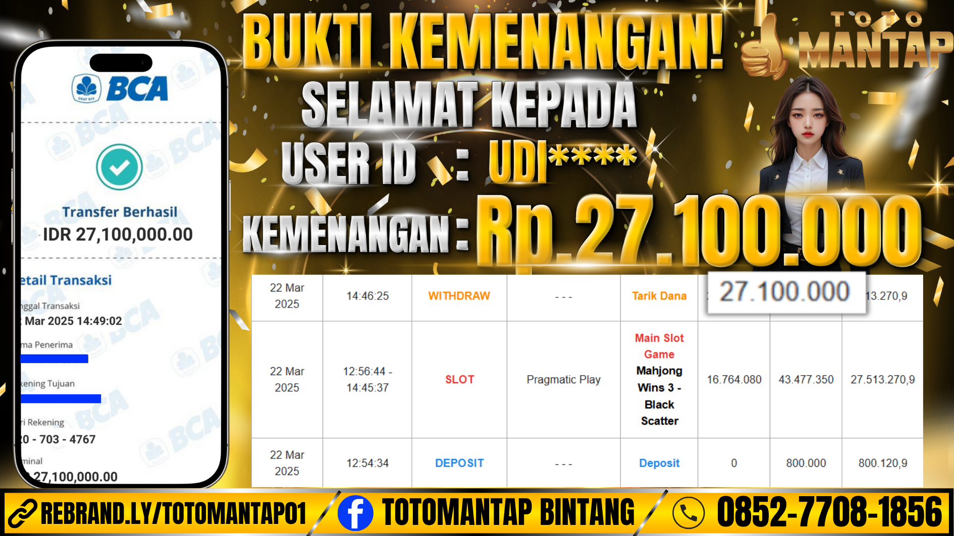 TOTOMANTAP JACKPOT SLOT Mahjong wins 3 - Black Scatter Rp.27,100,000,-
