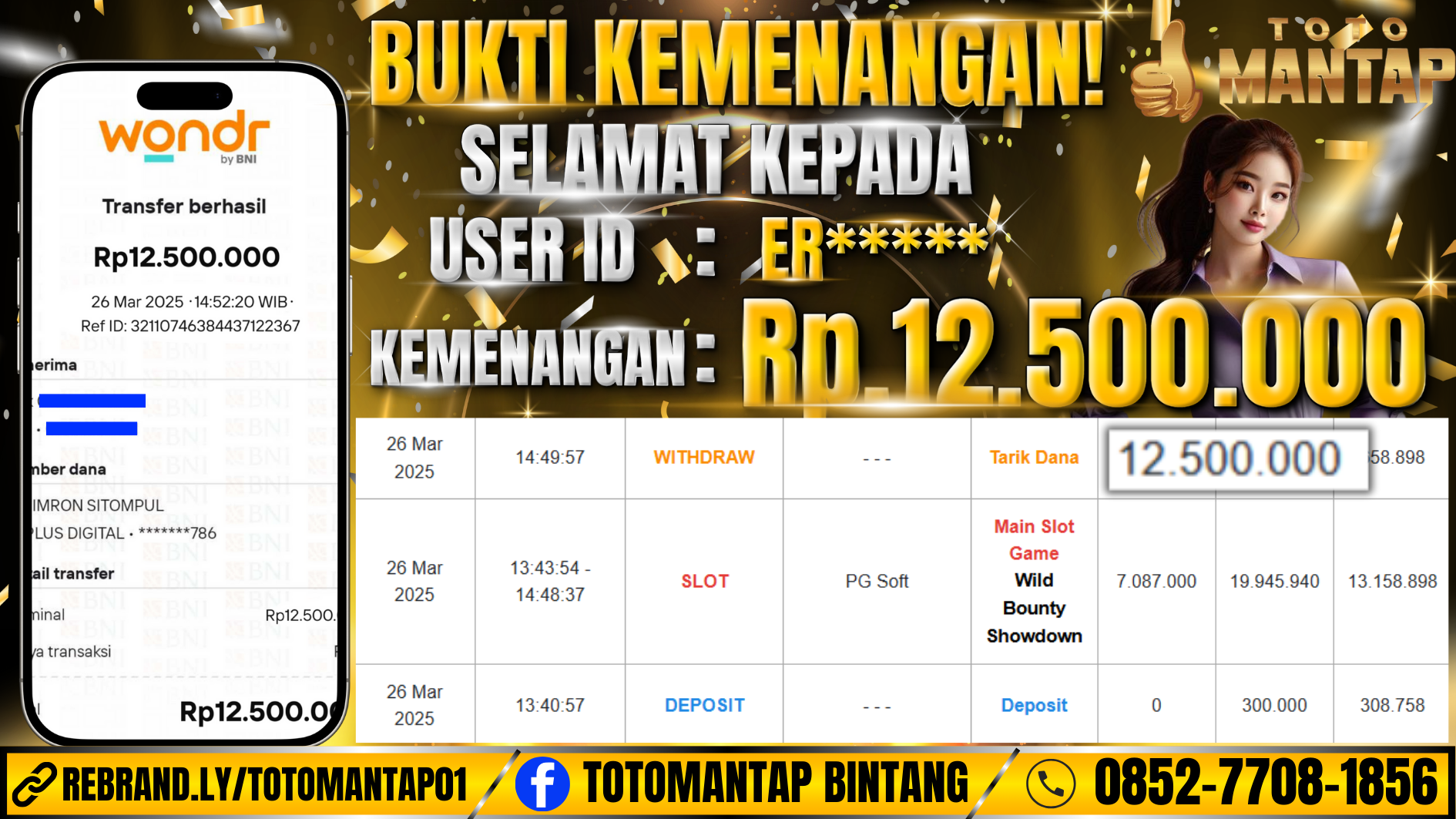 TOTOMANTAP JACKPOT SLOT Wild Bounty ShowDown Rp.12,500,000,-