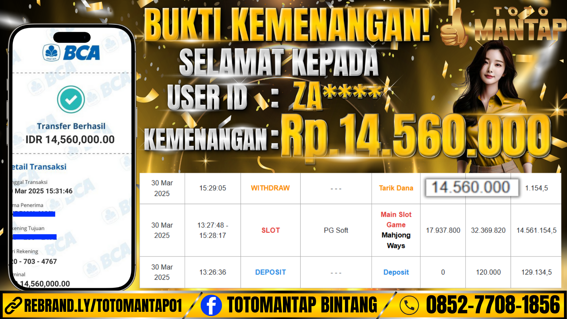 TOTOMANTAP JACKPOT SLOT Mahjong Ways Rp.14,560,000,-
