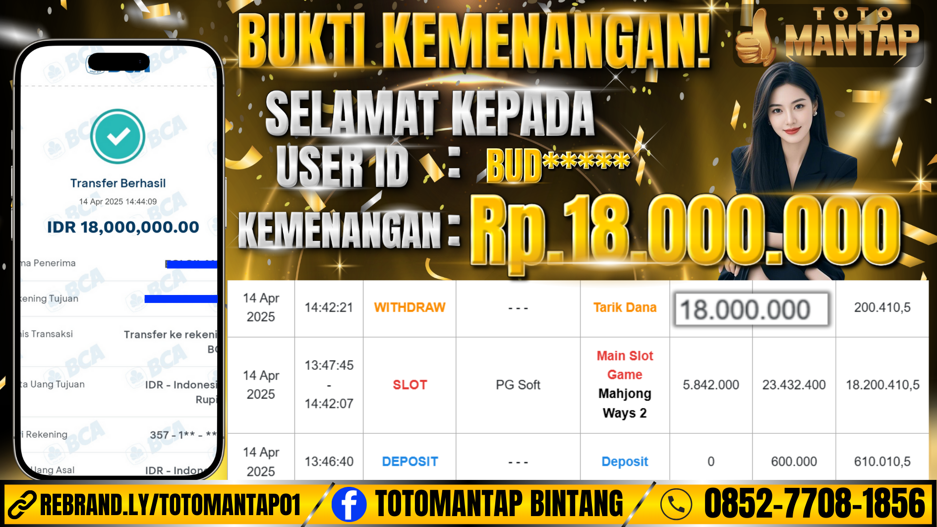 TOTOMANTAP JACKPOT SLOT Mahjong Ways 2 Rp.18,000,000,-
