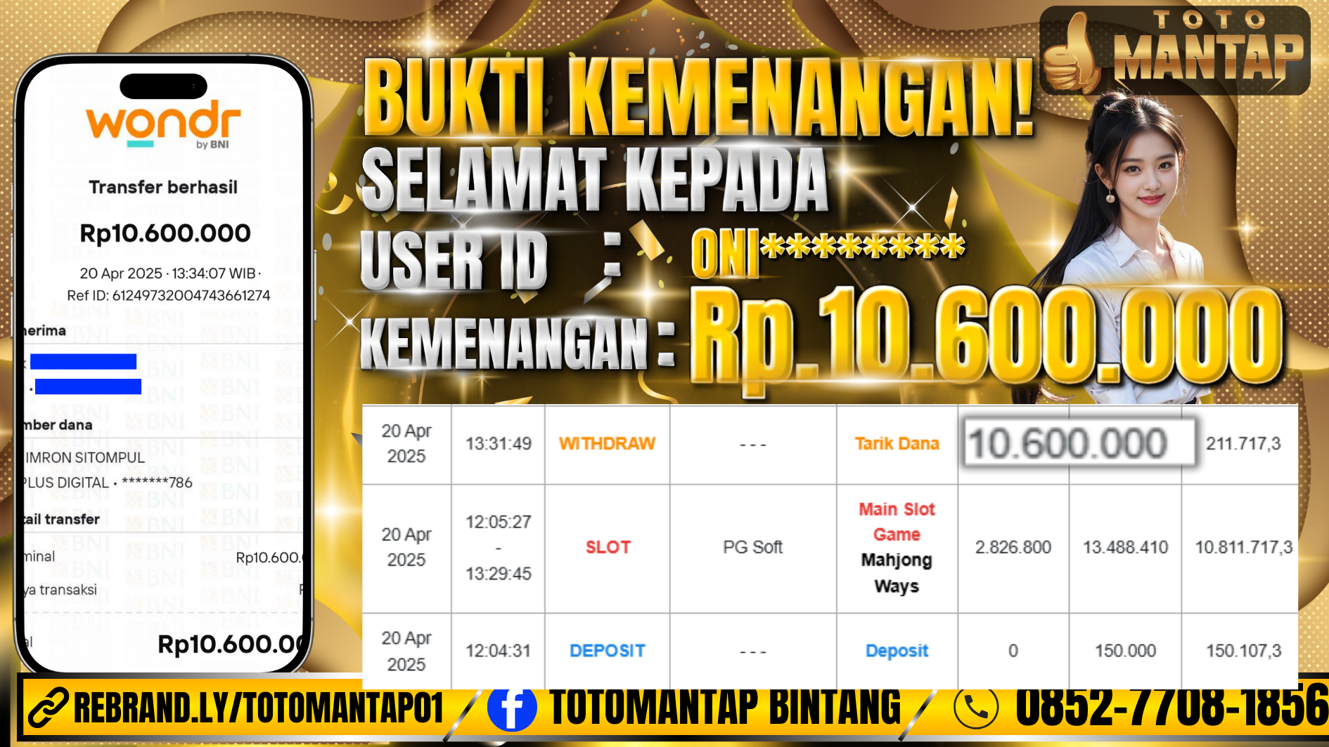 TOTOMANTAP JACKPOT Slot Mahjong Ways Rp.10,600,000,-