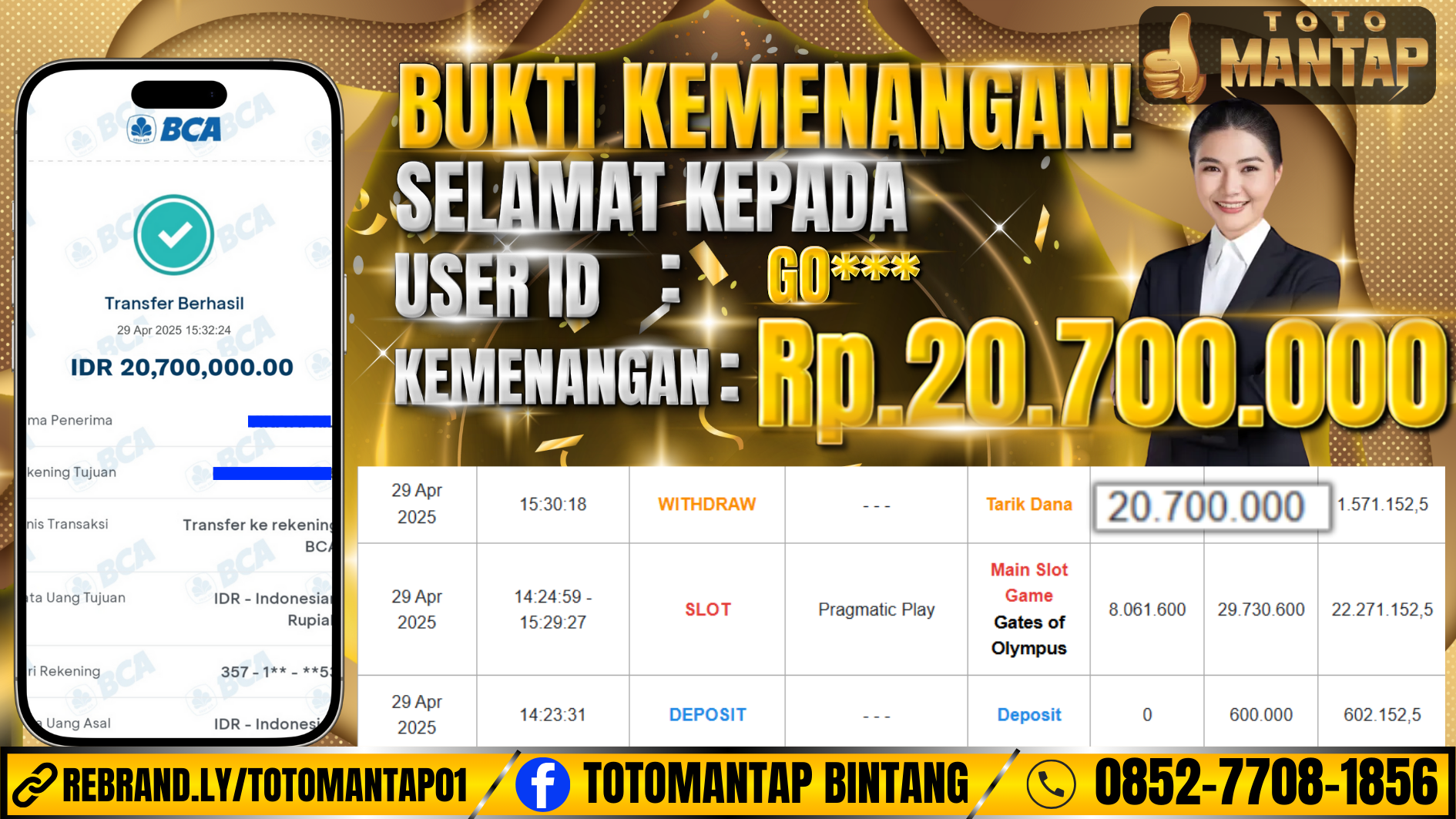 TOTOMANTAP JACKPOT Slot Gates Of Olympus Rp.20.700.000,-