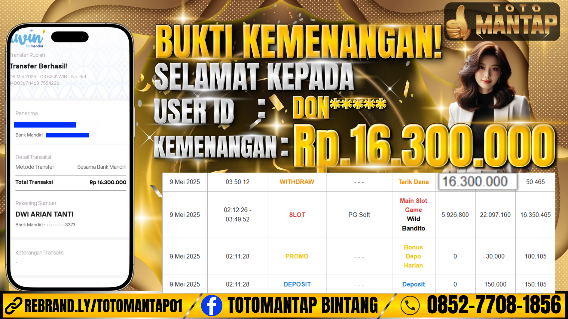 TOTOMANTAP JACKPOT SLOT Wild Bandito Rp.16,300,000,-