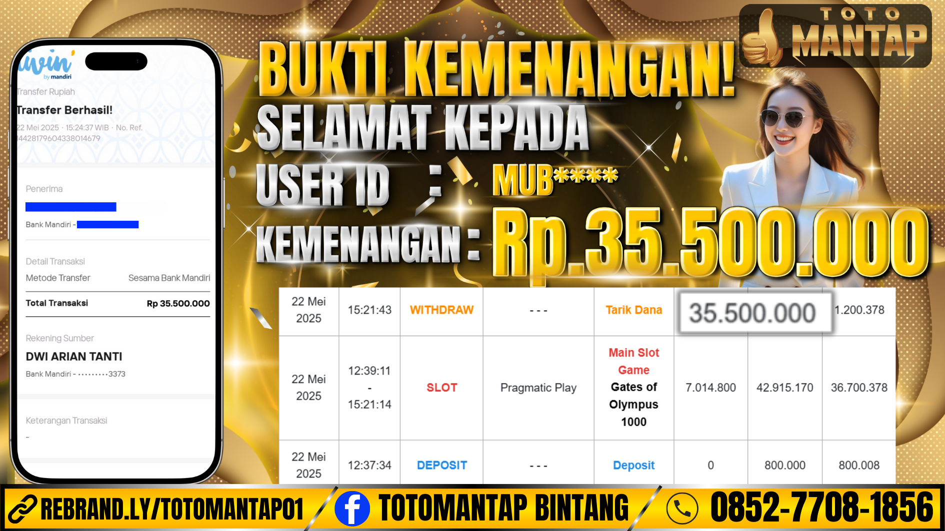 TOTOMANTAP JACKPOT SLOT Gates of Olympus 1000 Rp.35,500,000,-