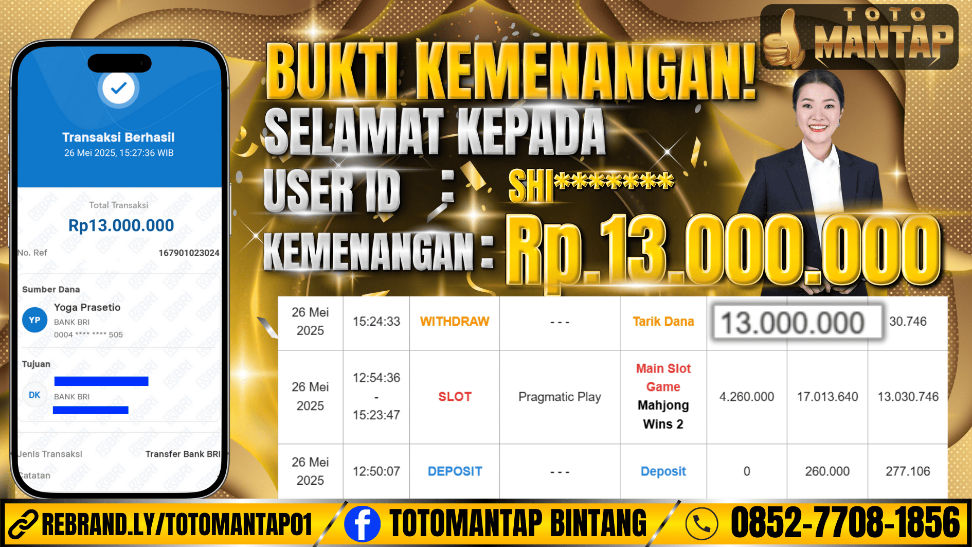 TOTOMANTAP JACKPOT SLOT Mahjong Ways 2 Rp.13,000,000,-