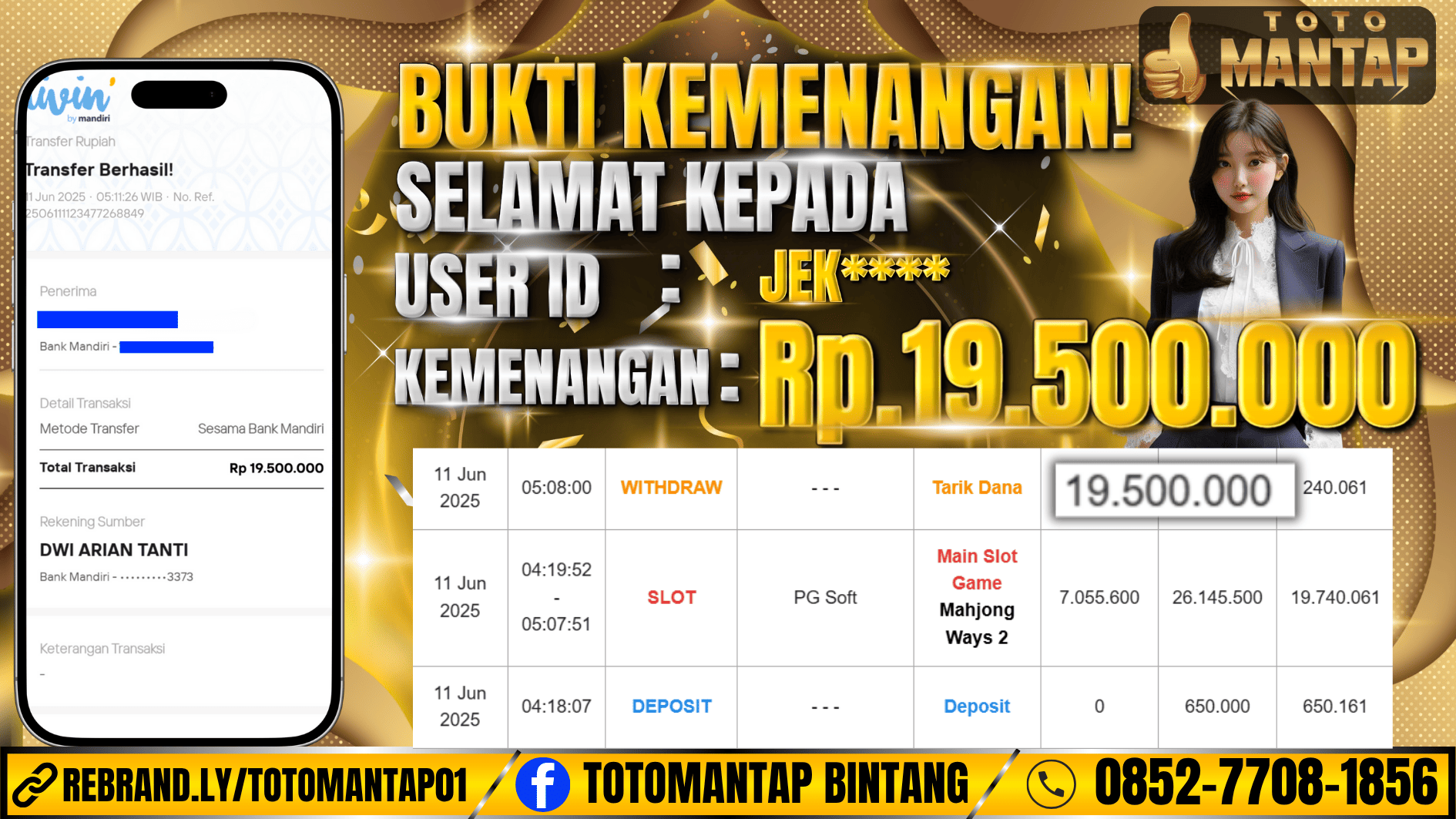 TOTOMANTAP JACKPOT SLOT Mahjong Ways 2 Rp.19,500,000,-