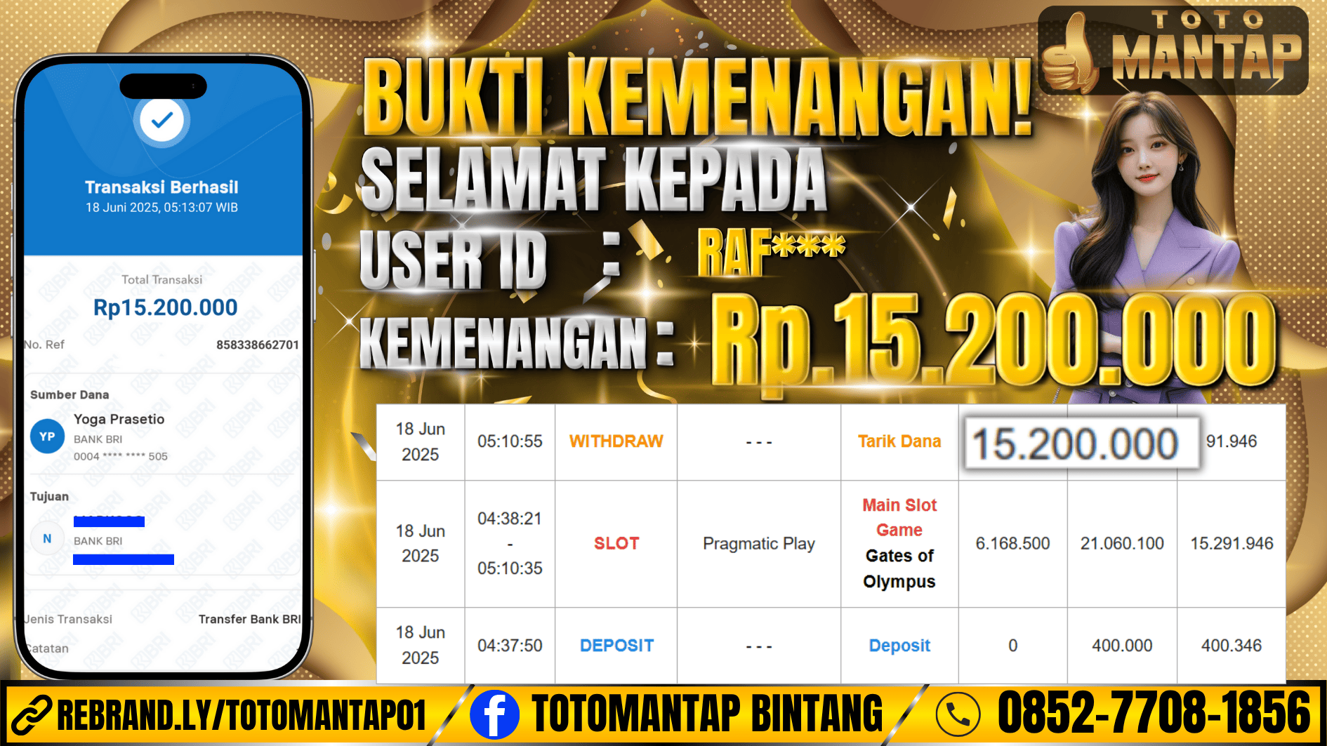 TOTOMANTAP JACKPOT SLOT Gates of Olympus Rp.15,200,000,-