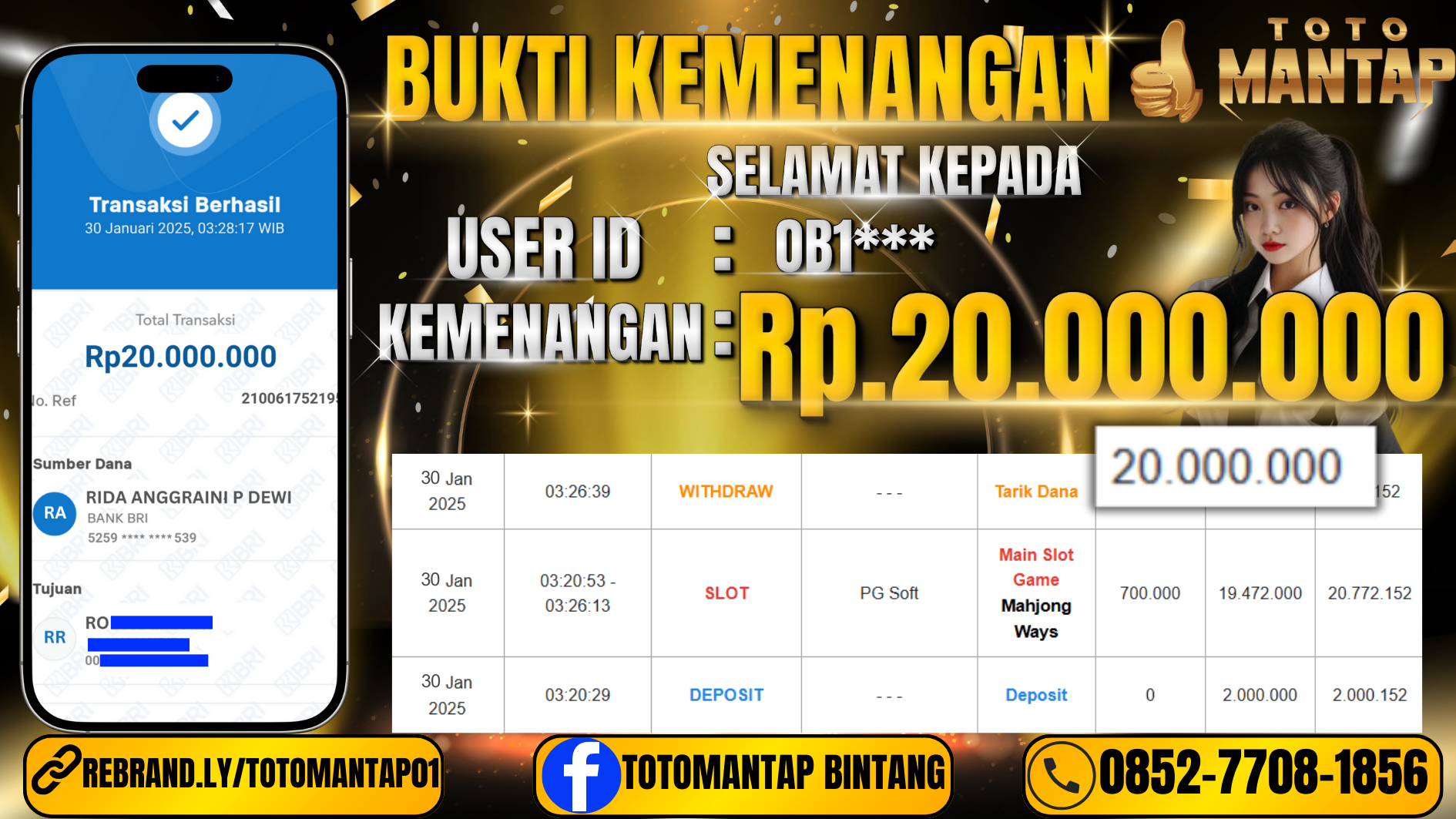 TOTOMANTAPTOTOMANTAP JACKPOT SLOT Mahjong Ways Rp.20,000,000,-