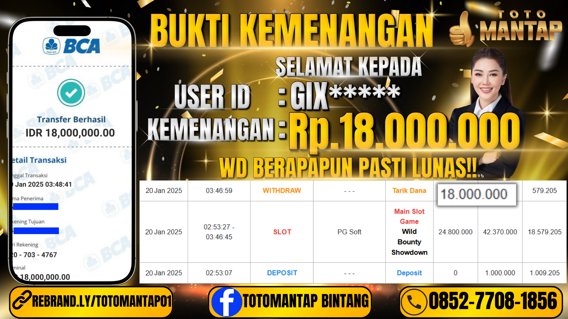 TOTOMANTAP JACKPOT SLOT Wild Bounty Showdown Rp.18,000,000,-