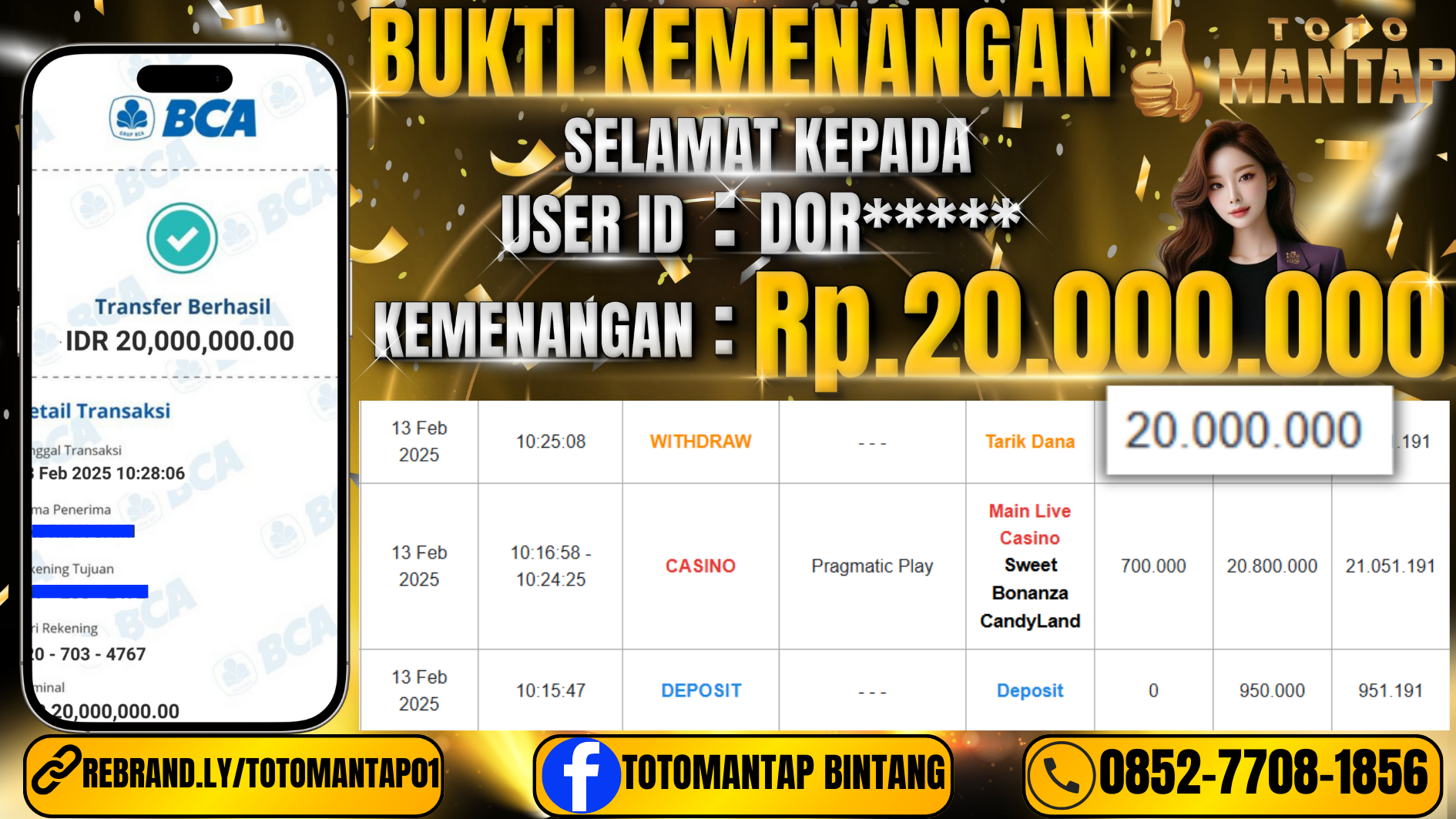 TOTOMANTAP JACKPOT Casino Sweet Bonanza CandyLand Rp.20,000,000,-