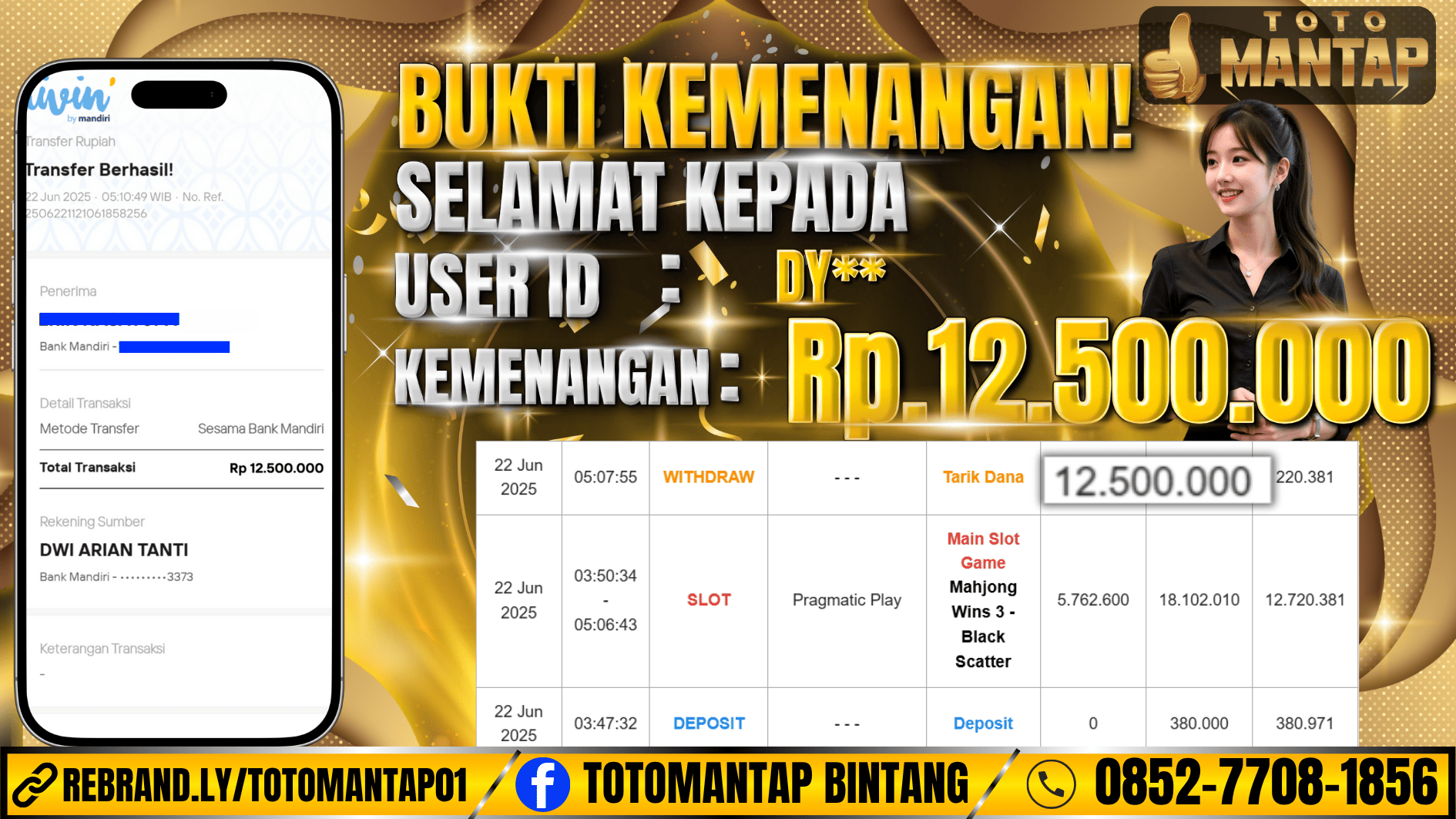 TOTOMANTAP JACKPOT SLOT Mahjong Wins 3 - Black Scatter Rp.12,500,000,-