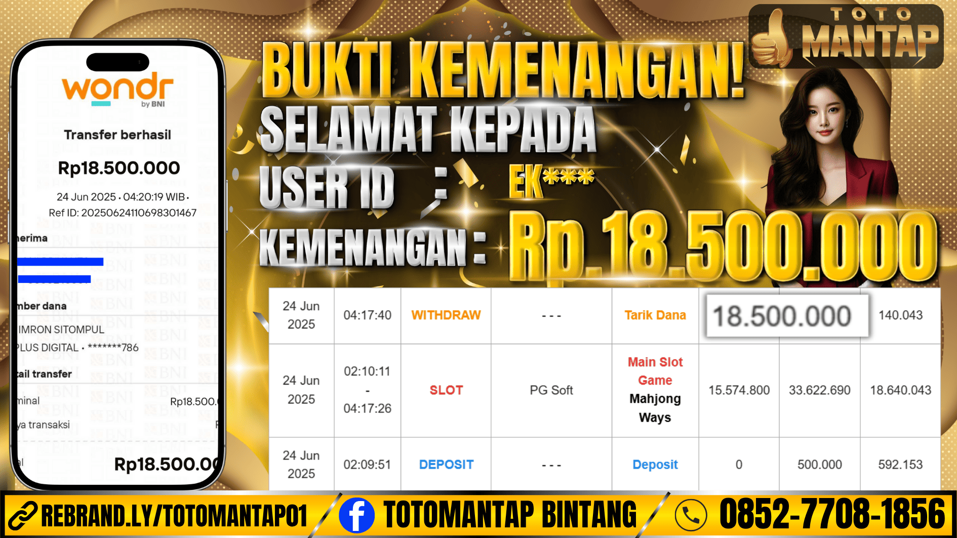 TOTOMANTAP JACKPOT SLOT Mahjong Ways Rp.18,500,000,-