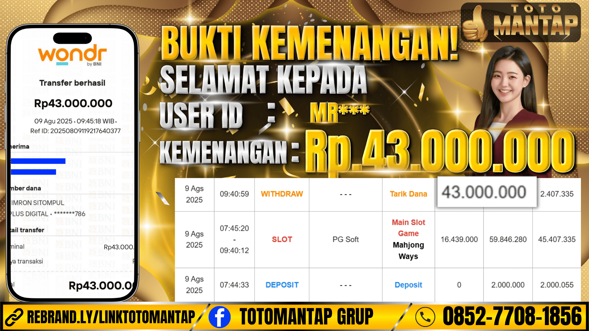 TOTOMANTAP JACKPOT SLOT Mahjong Ways Rp.43,000,000,-