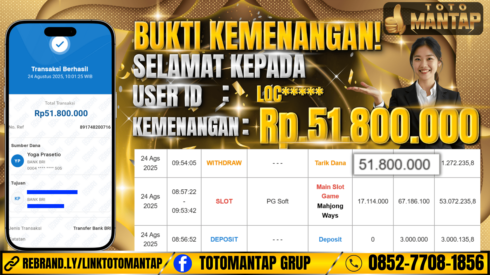 TOTOMANTAP JACKPOT SLOT Mahjong Ways Rp.51,800,000,-